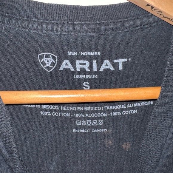 Ariat T-shirt Acid Washed Double Sided Cotton Short Sleeved Trbal Size Small - Picture 4 of 6